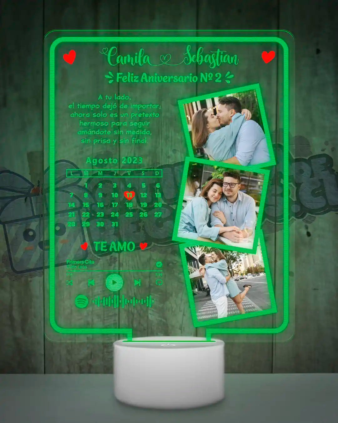 Lámpara Led 3D Amor Calendario 1