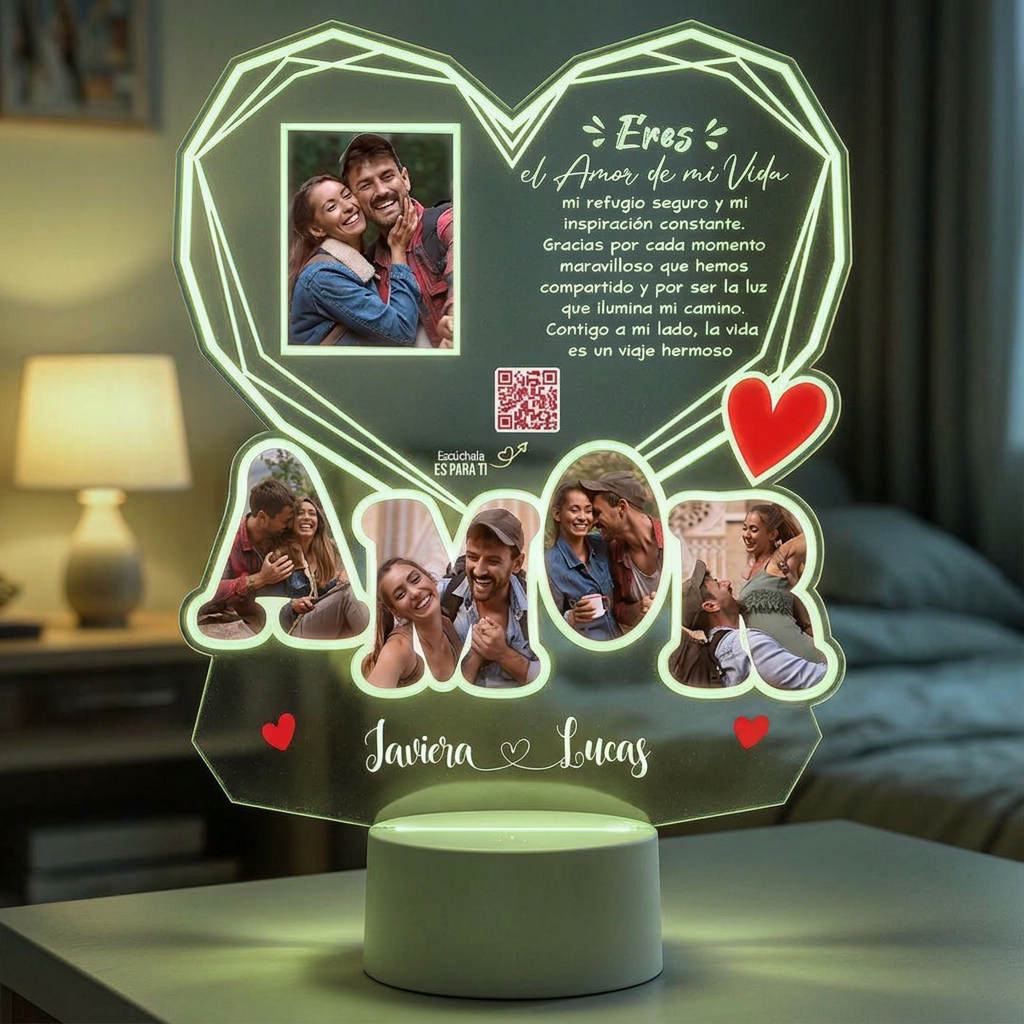Lampara Led 3D Amor Diamante