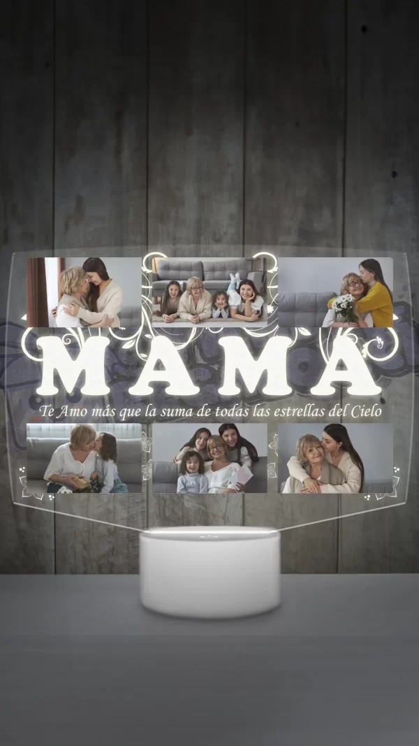 Lampara led 3D Mamá con 6 fotografias