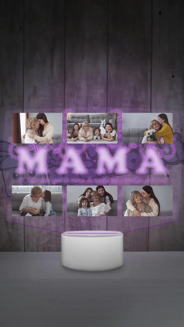 Lampara led 3D Mamá con 6 fotografias