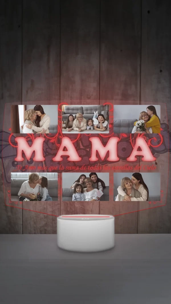 Lampara led 3D Mamá con 6 fotografias