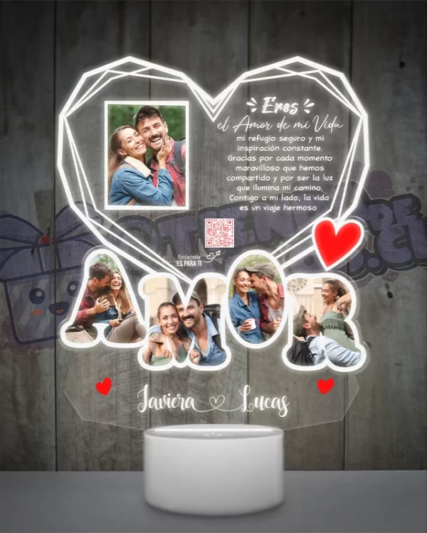 Lampara Led 3d Amor diamante