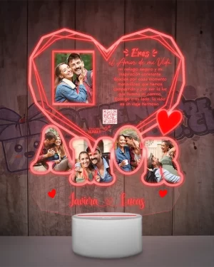 Lampara Led 3d Amor diamante