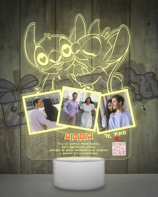 Lampara led 3D Stitch con 3 fotos
