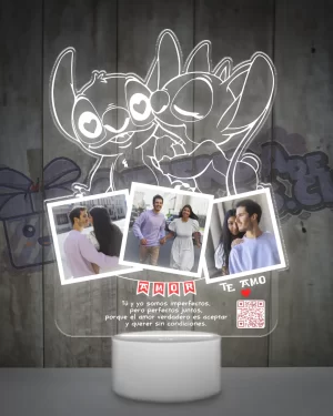 Lampara led 3D Stitch con 3 fotos