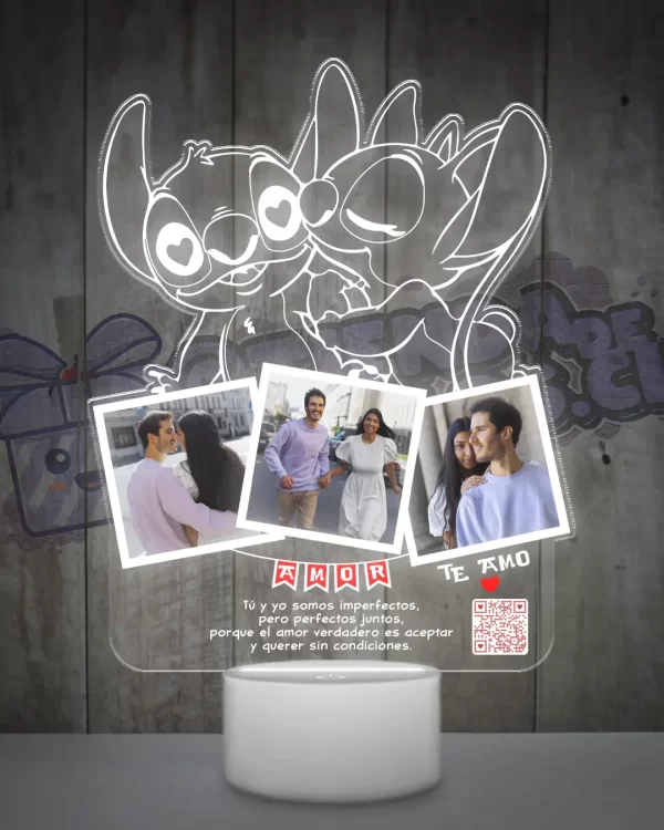 Lampara led 3D Stitch con 3 fotos