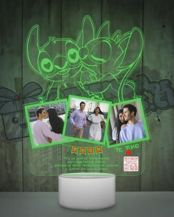 Lampara led 3D Stitch con 3 fotos
