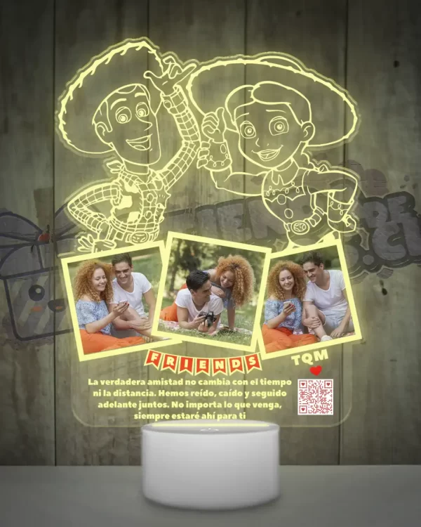 Lampara led 3d Woody y Jessy de Toy Story con 3 fotos