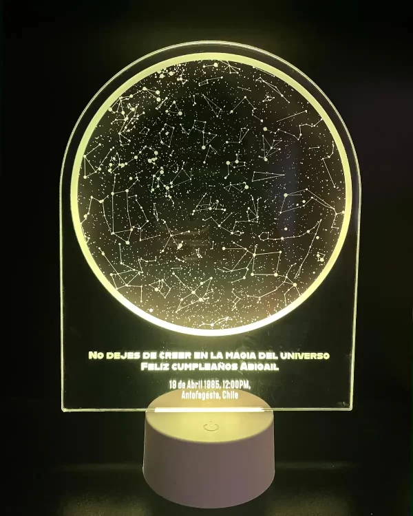 Lampara led 3d con Mapa estelar personalizado con la fecha y lugar solicitada