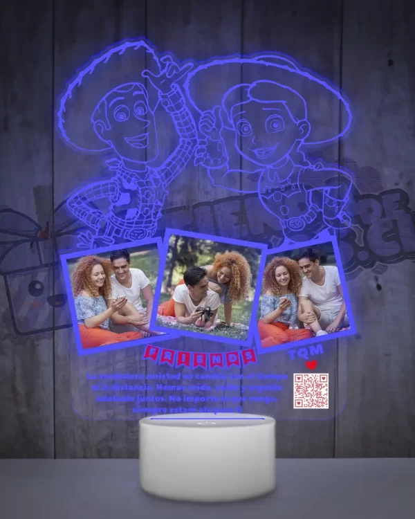 Lampara led 3d Woody y Jessy de Toy Story con 3 fotos