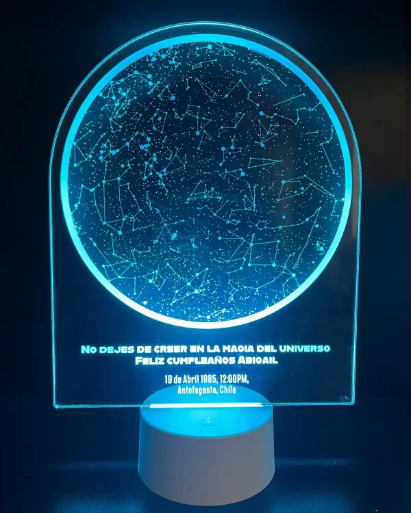 Lampara led 3d con Mapa estelar personalizado con la fecha y lugar solicitada