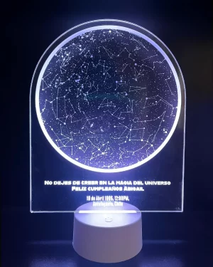 Lampara led 3d con Mapa estelar personalizado con la fecha y lugar solicitada