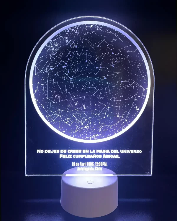 Lampara led 3d con Mapa estelar personalizado con la fecha y lugar solicitada