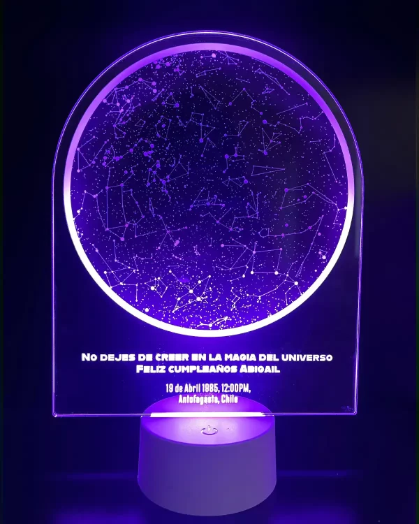 Lampara led 3d con Mapa estelar personalizado con la fecha y lugar solicitada