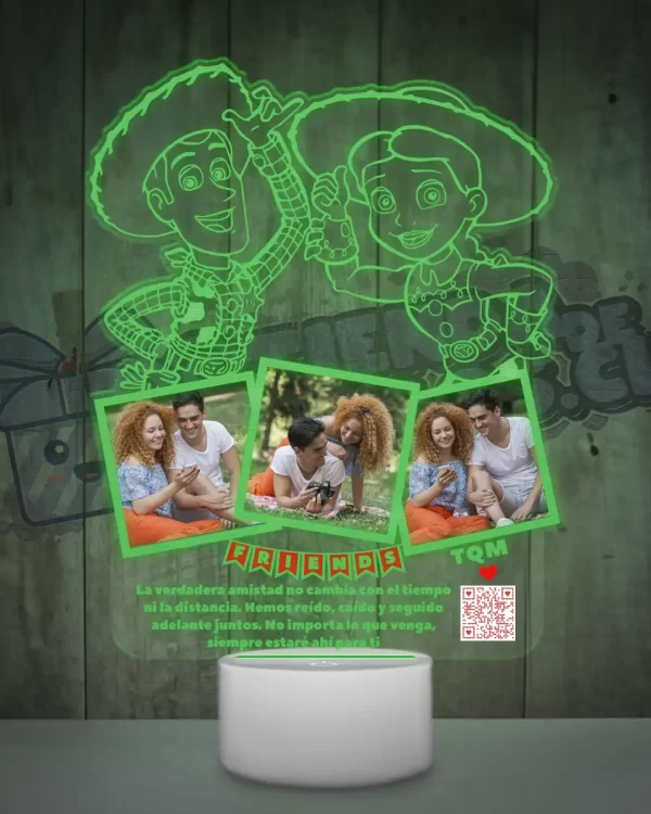 Lampara led 3d Woody y Jessy de Toy Story con 3 fotos