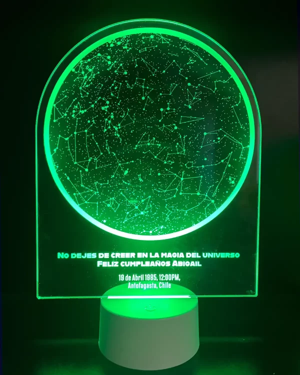Lampara led 3d con Mapa estelar personalizado con la fecha y lugar solicitada