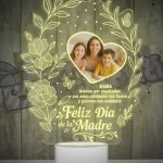 Lampara led 3D feliz dia Mamá con una foto y una frase