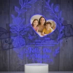 Lampara led 3D feliz dia Mamá con una foto y una frase