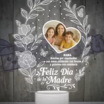 Lampara led 3D feliz dia Mamá con una foto y una frase