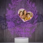 Lampara led 3D feliz dia Mamá con una foto y una frase