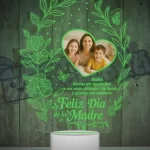 Lampara led 3D feliz dia Mamá con una foto y una frase