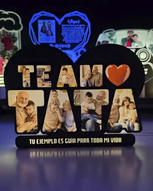Lampara Led con texto de Tapa te Amo, personalizable con 8 fotos y 1 frase
